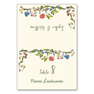 Elegante Watercolor Wilde Blume Blumenzehen Tischnummer