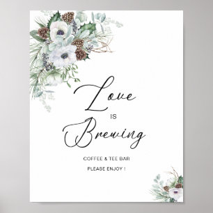 Elegante Watercolor Winter Anemones Blume Bridal Poster