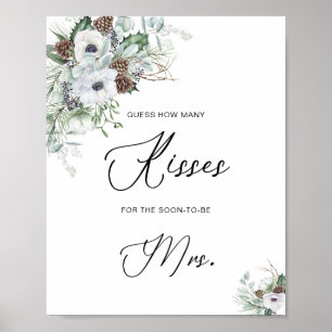 Elegante Watercolor Winter Anemones Blume Bridal Poster