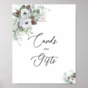 Elegante Watercolor Winter Anemones Blume Bridal Poster