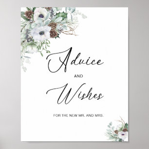 Elegante Watercolor Winter Anemones Blume Bridal Poster