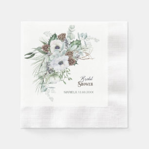 Elegante Watercolor Winter Anemones Blume Bridal Serviette