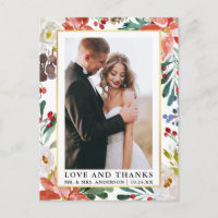 Elegante Watercolor Winter Floral Liebe und Dank