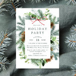 Elegante Watercolor Winter Greenery Einladung<br><div class="desc">Set den Ton für Ihre Feier,  indem du unsere eleganten Watercolor Winter Greenery Party Einladungen einlädst. Die elegante Urlaubsparty lädt Sie ein,  Ihre Veranstaltungsdetails gerahmt durch Aquarellnadeln,  Kiefernzapfen und Grünpflanzen zu präsentieren. Die Einladung kehrt zu einem soliden,  dunkelgrünen,  aquamarinen Hintergrund zurück.</div>
