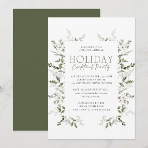 Elegante Watercolor Winter Greenery Einladung