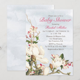 Elegante Watercolor Woodland Floral Baby Shower Einladung