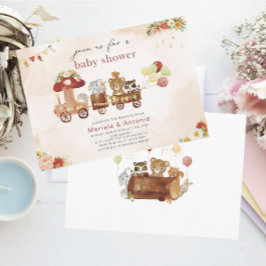 Elegante Watercolor Woodland Party Babydusche Einladung