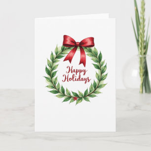Elegante Watercolor Wreath Happy Holidays Card Karte