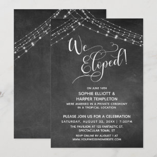 Elegante We Eloped Typografie & Lichter, Schultafe Einladung