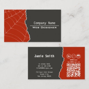 Elegante Webdesigner-Geschäftskarte in Grau und Ro Visitenkarte