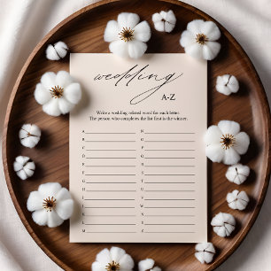 Elegante Wedding A-Z Brautparty Game Card Einladung