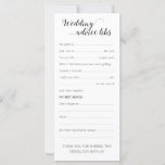 Elegante Wedding Advice Cards Funny<br><div class="desc">Fügen Sie ein wenig Spaß, indem Sie jedem Gast diese Hochzeitsratgeber lib Karte auszufüllen. Es ist ein großartiger Eisbrecher, das Gespräch an den Tischen zum Laufen zu bringen, und man hat eine wunderbare Erinnerung des Tages für Jahre zu kommen, indem man sie immer wieder neu liest. Teil der Sammlung Alejandra....</div>