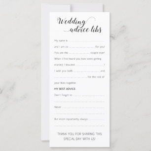 Elegante Wedding Advice Cards Funny