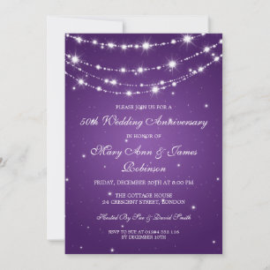 Elegante Wedding Anniversary Sparkling Chain Lila Einladung