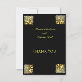Elegante Wedding Black Gold Dankeskarte