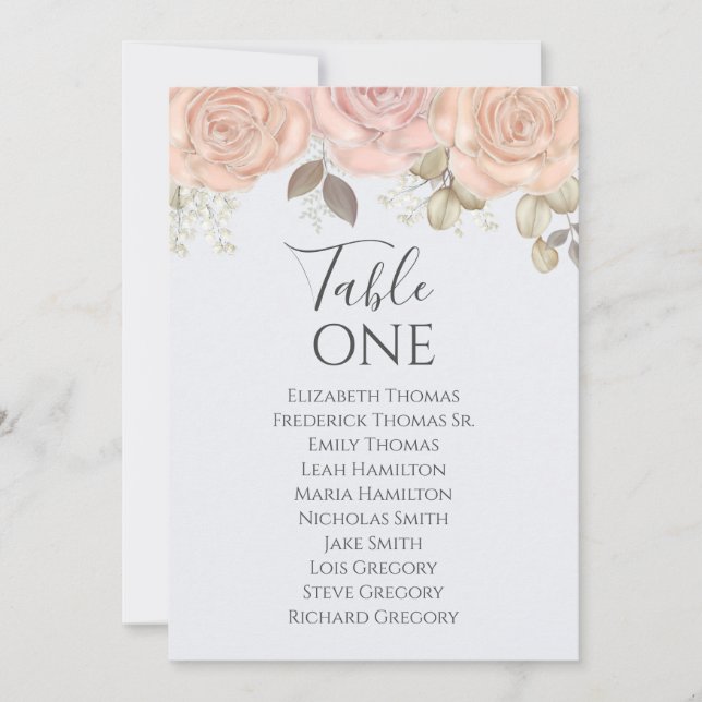 Elegante Wedding Blue Floral Tischnummer (Vorderseite)