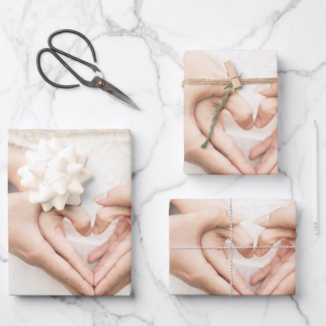 Elegante Wedding Bridal Wrapping Paper Sheets Geschenkpapier Set (Vorderseite)