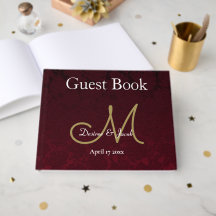 Elegante Wedding Burgundy Gold White Monogram
