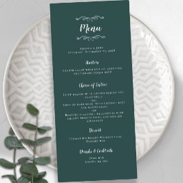 Elegante Wedding Calligraphy Emerald Green Dinner Menükarte