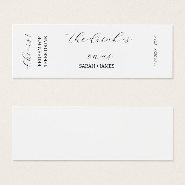 Elegante Wedding Cheers Drink Ticket Voucher Card (Vorne & Hinten)
