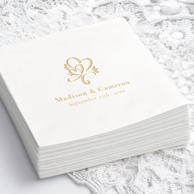 Elegante Wedding Custom Gold Foil Stamps Servietten Mit Folie (Von Creator hochgeladen)