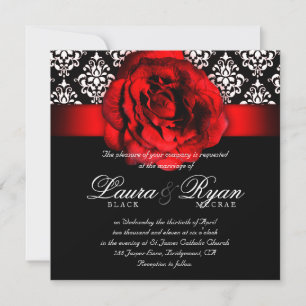 Elegante Wedding Damask Rote Rose Weihnachten Einladung