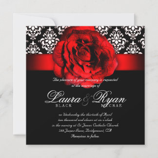Elegante Wedding Damask Rote Rose Weihnachten Einladung