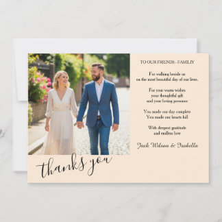 Elegante Wedding Dankeschön Card mit Foto Dankeskarte