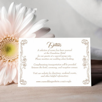 Elegante Wedding Details Card - Green Rose Filigre Einladung