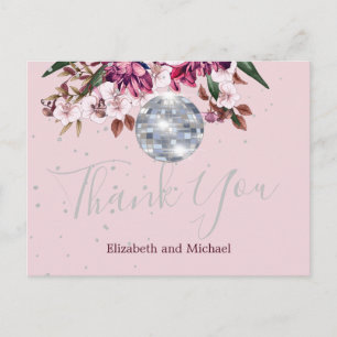 Elegante Wedding Disco Rosa Silver Vielen Dank Postkarte
