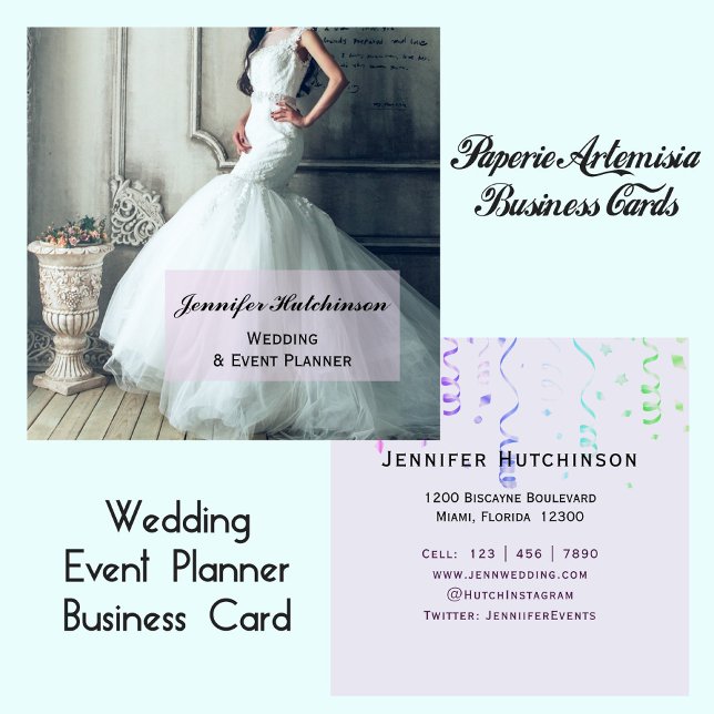 Elegante Wedding Event Planner Business Card Quadratische Visitenkarte (Von Creator hochgeladen)