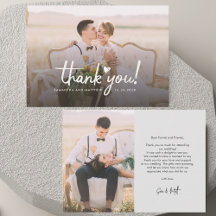 Elegante Wedding Fotos Script Dankeschön Card