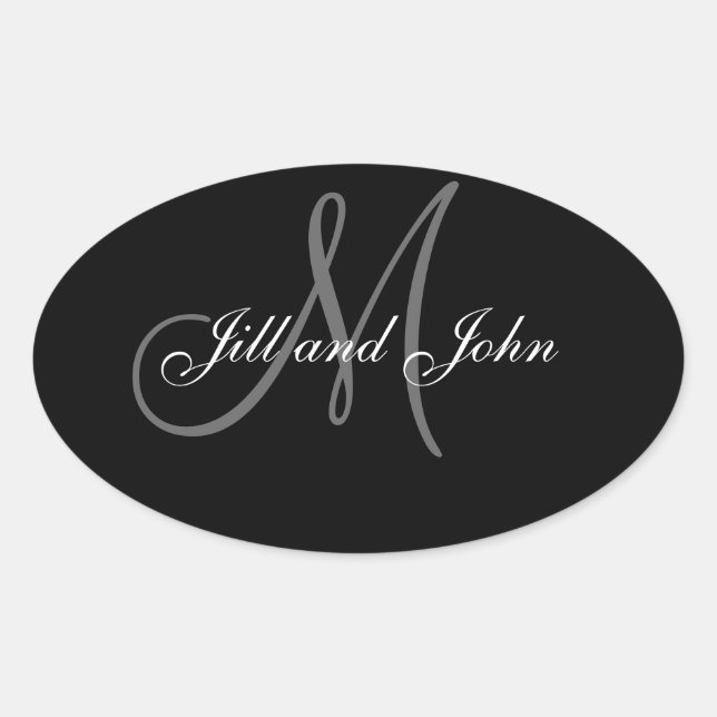 Elegante Wedding Gefallen Stickers Oval Form (Vorderseite)