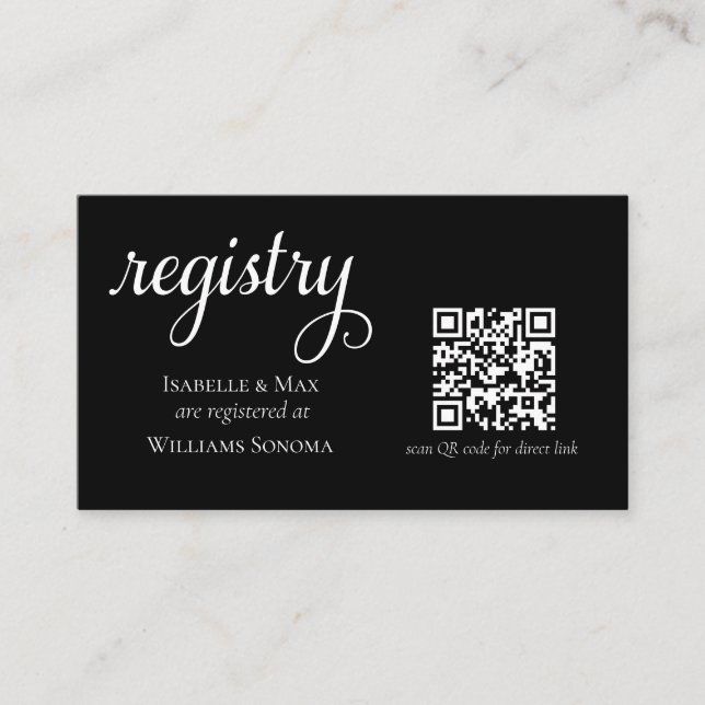 Elegante Wedding Gift Registry QR Enclosure Card Begleitkarte (Vorderseite)