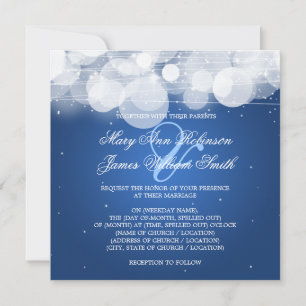 Elegante Wedding Glow & Sparkle Blue Einladung