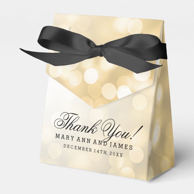 Elegante Wedding Gold Glitzer Lights Geschenkschachtel (Vorderseite)