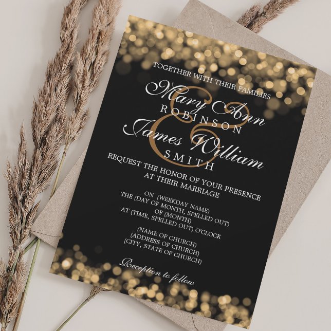 Elegante Wedding Gold Lights Einladung (Elegant Wedding Gold Lights Invitation)