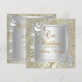 Elegante Wedding Gold Silver White Dove Einladung