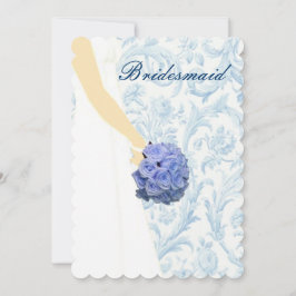 Elegante Wedding Gown Blue Bridesmaid Card Einladung