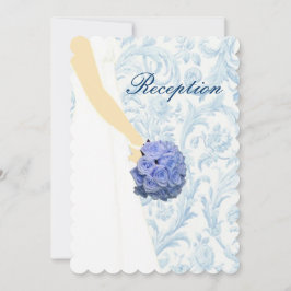 Elegante Wedding Gown Blue Empfang Card Einladung