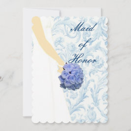 Elegante Wedding Gown Blue Trauzeugin Card Einladung