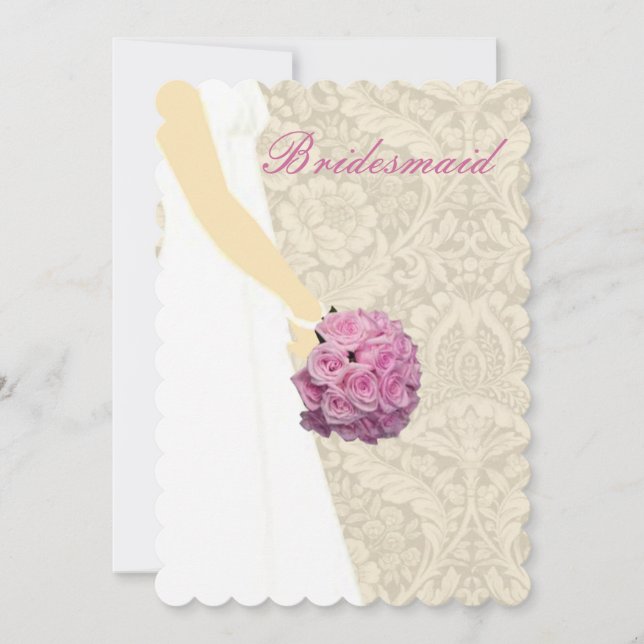 Elegante Wedding Gown Bridesmaid Card Einladung (Vorderseite)