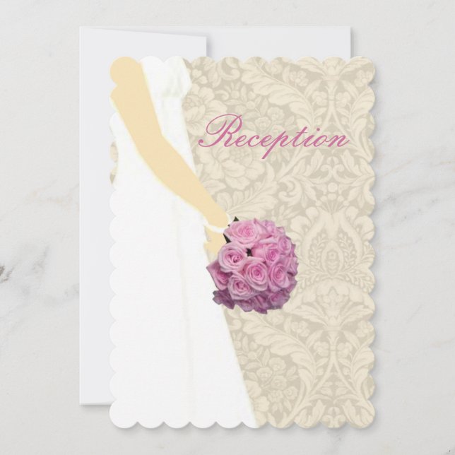 Elegante Wedding Gown Empfang Card Einladung (Vorderseite)