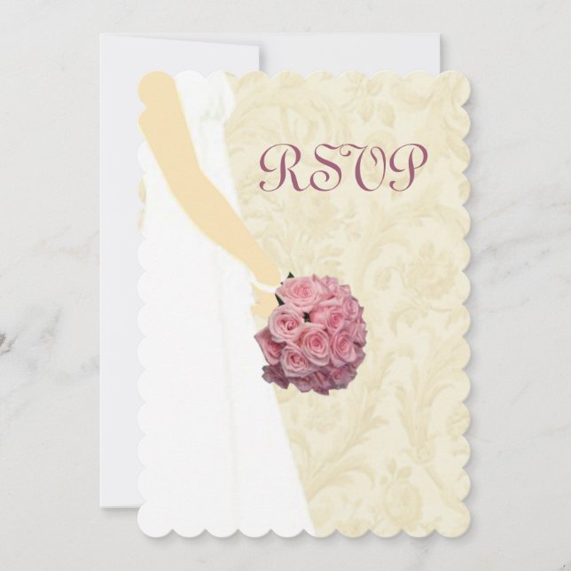Elegante Wedding Gown Response Card Einladung (Vorderseite)