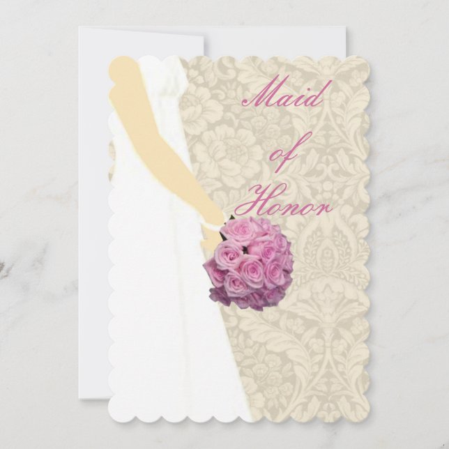 Elegante Wedding Gown Trauzeugin Card Einladung (Vorderseite)