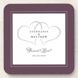 Elegante Wedding Hearts Forever Love Moody Lila Getränkeuntersetzer