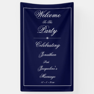 Elegante Wedding Individuellen Namens Navy Blue Wi Banner