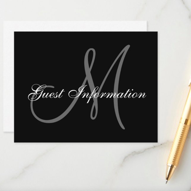 Elegante Wedding Information Card mit Monogramm Begleitkarte (Von Creator hochgeladen)