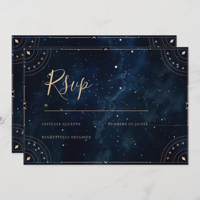 Elegante Wedding Invitation star night Rsvp Card Einladung (Vorne/Hinten)