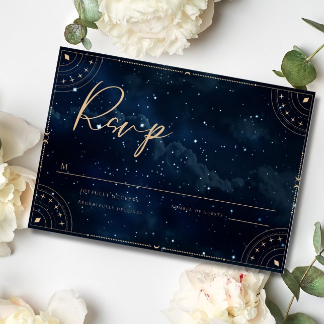 Elegante Wedding Invitation star night Rsvp Card Mitteilungskarte (Von Creator hochgeladen)